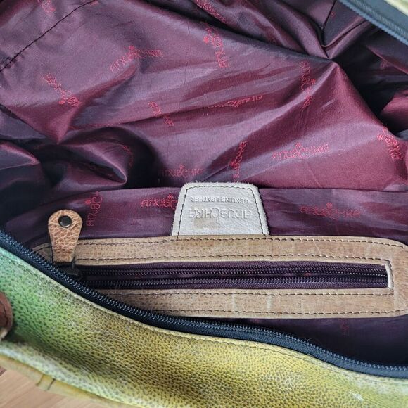 Anna Anuschka Butterfly Painted Leather Shoulder Tote Bag Satchel Purse Handbag - Picture 15 of 16